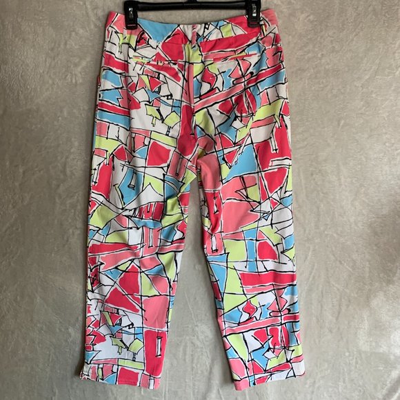Talbots Capris Pants Size 10 Geometric Abstract Print Stretch Mid Rise Clean - Picture 3 of 9